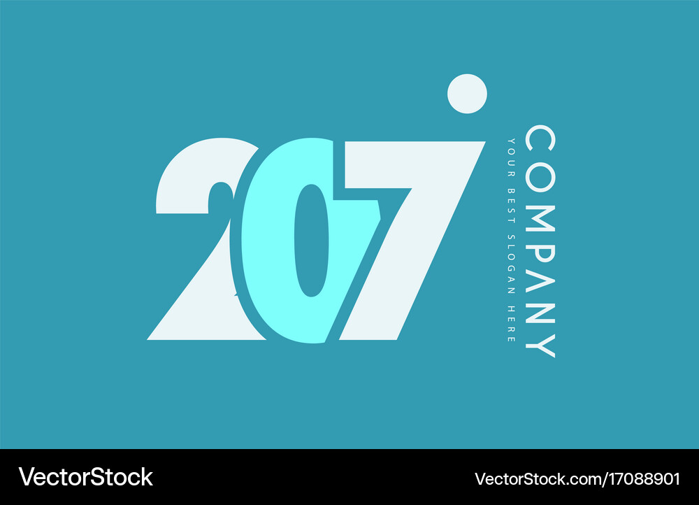 Number 207 blue white cyan logo icon design Vector Image