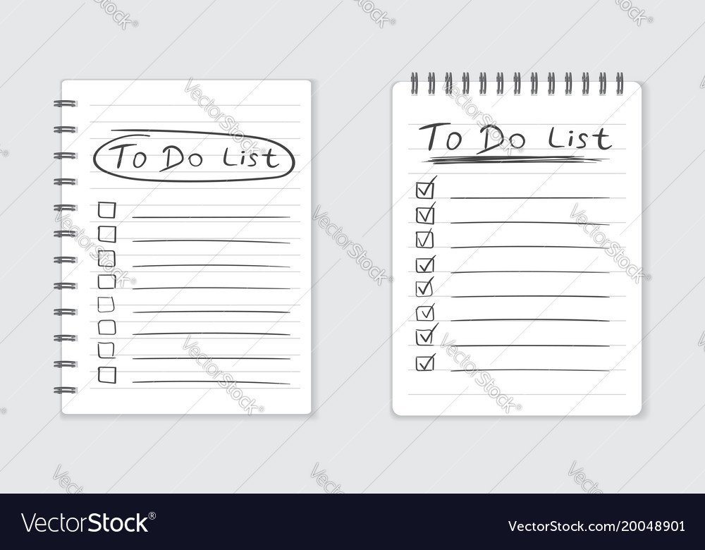 Realistic notepad with spiral to do list icon