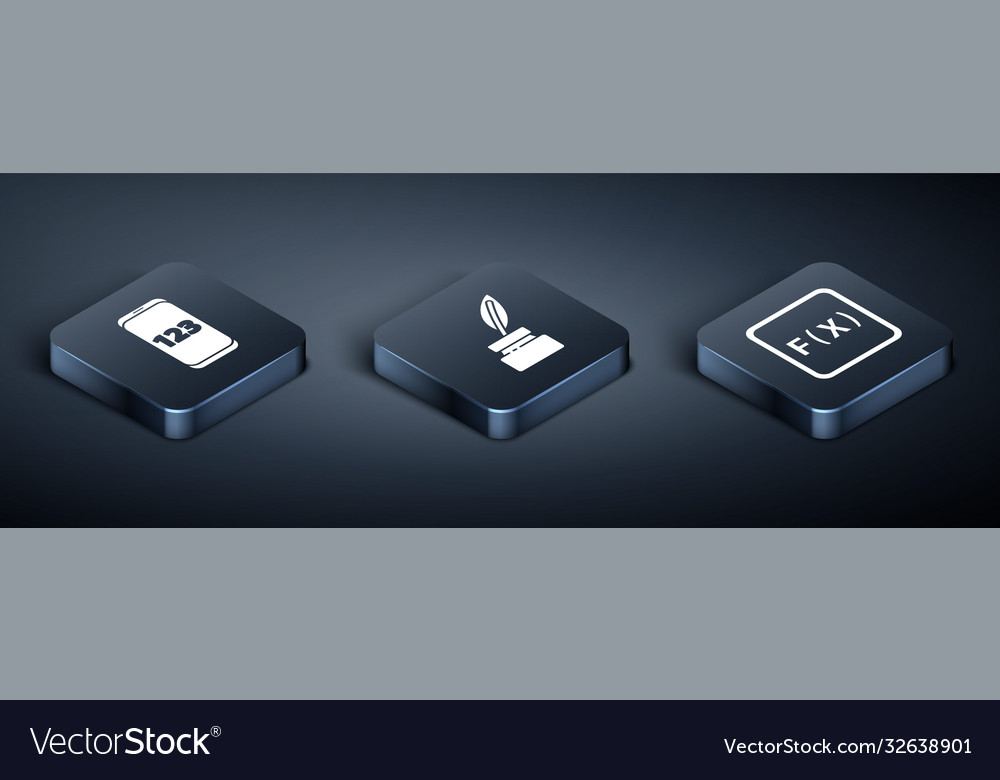 Set isometric mobile calculator interface vector image Set isometric mobile calculator interface