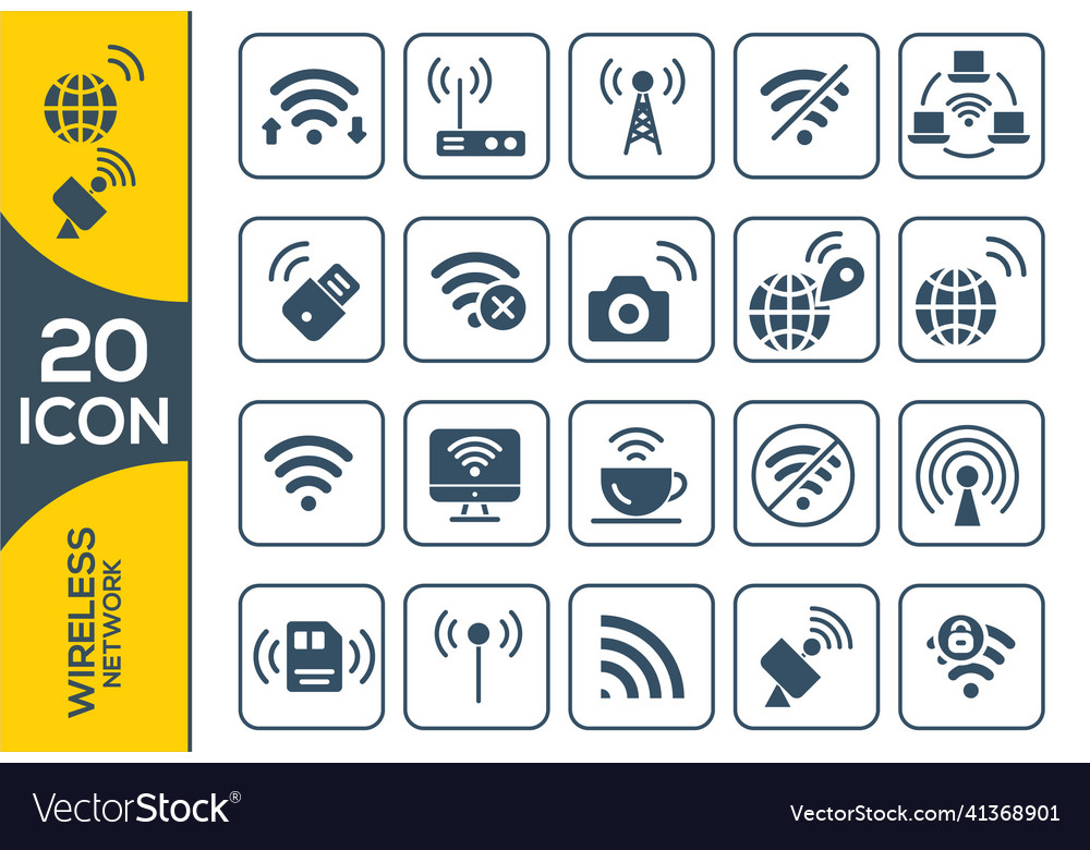 Set of different wireless and wifi icons