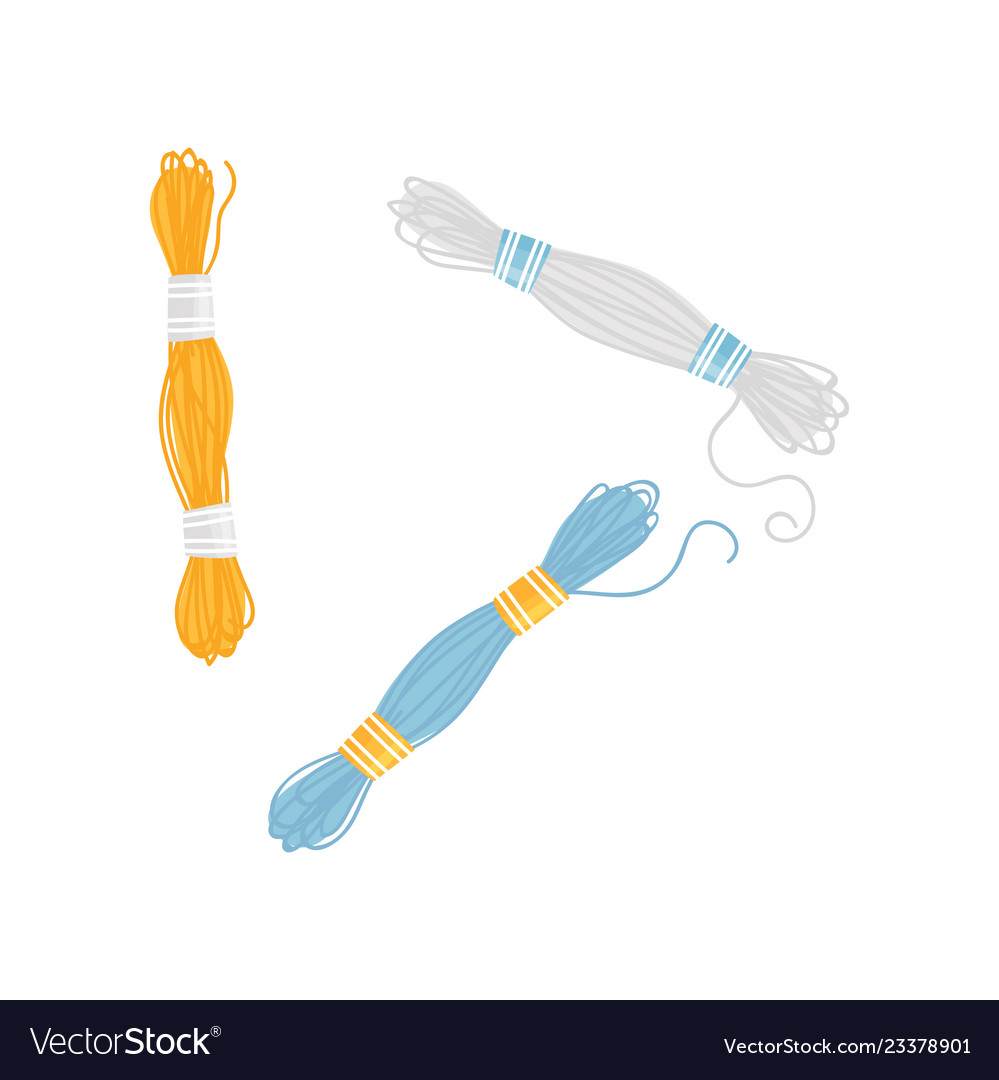 Threads for embroidery three colorful yarns Vector Image