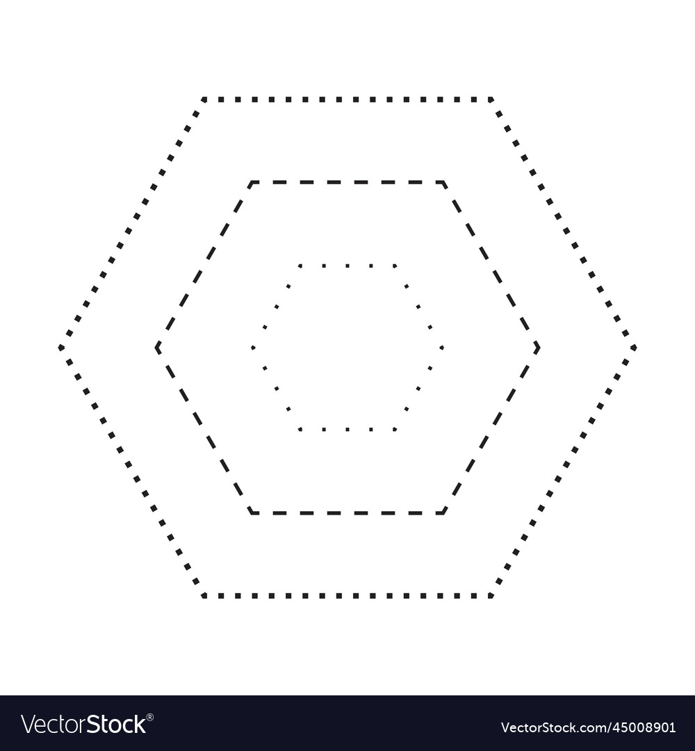 Tracing hexagon shape symbol dashed and dotted vector image Tracing hexagon shape symbol dashed and dotted
