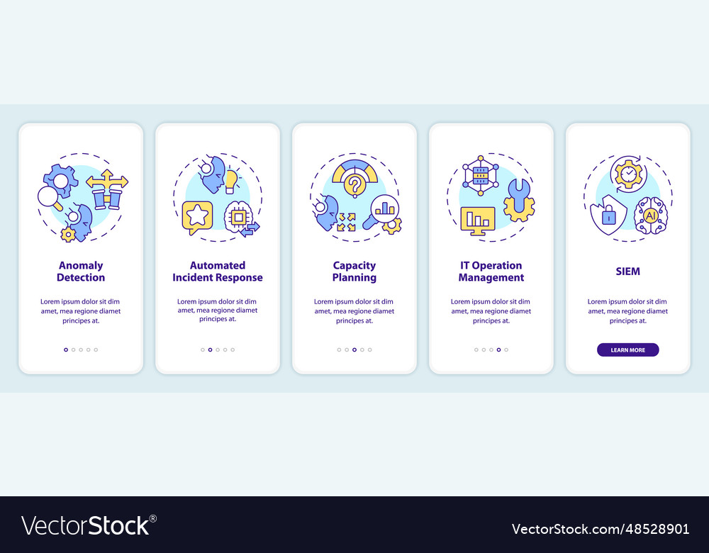 Walkthrough ai ops with linear icons concept vector image Walkthrough ai ops with linear icons concept