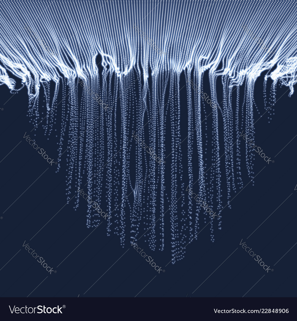 Array with dynamic emitted particles 3d grid vector image Array with dynamic emitted particles 3d grid