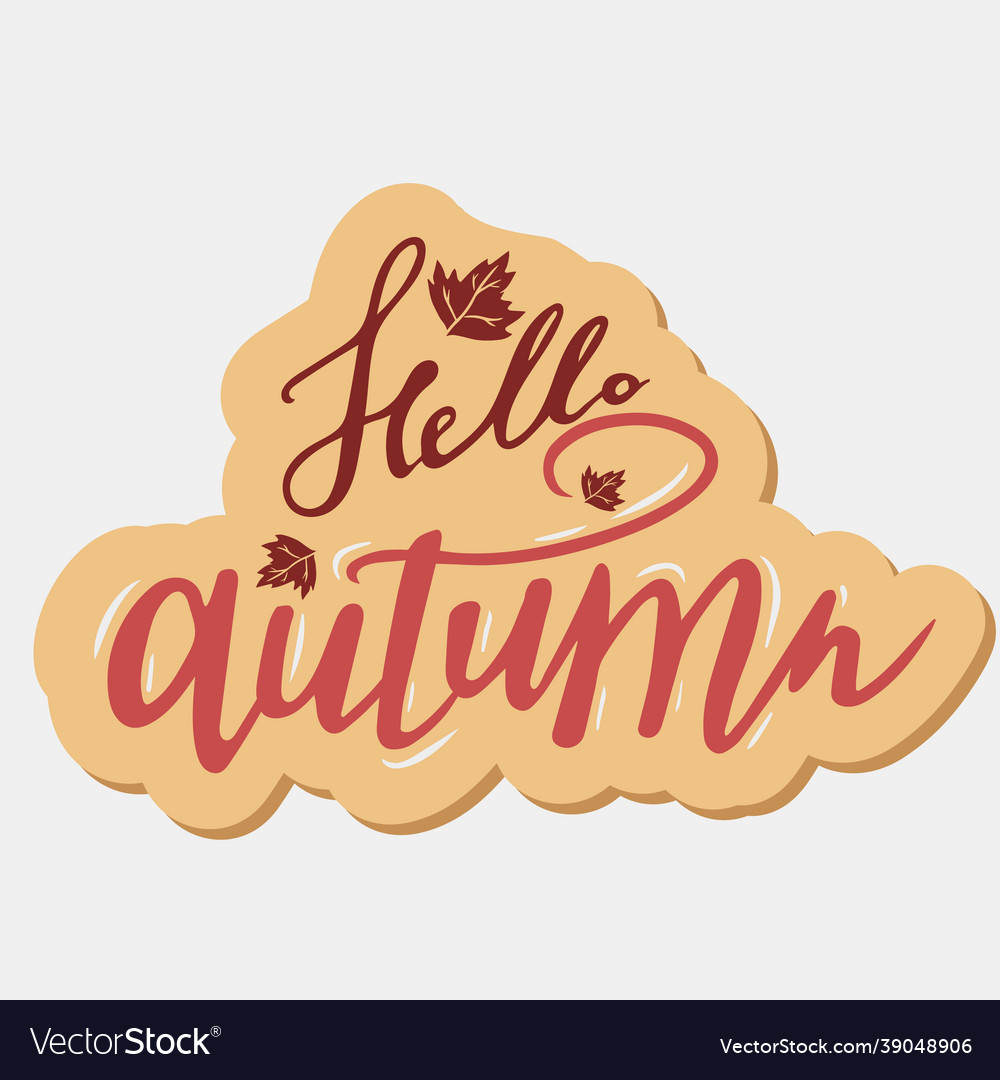 Caption hello autumn lettering calligraphy