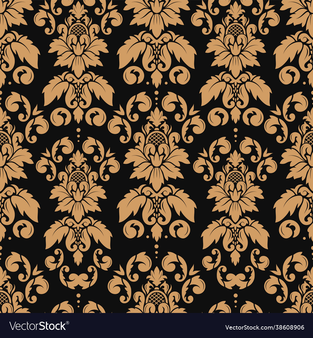 Damask seamless pattern gold luxury elegant Vector Image