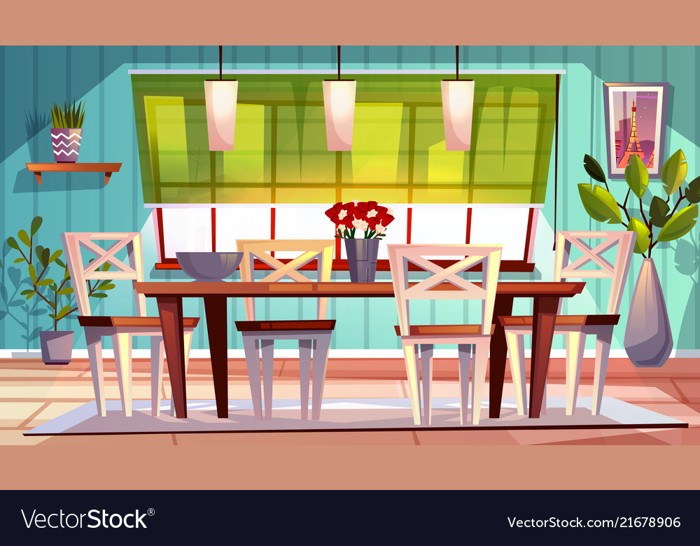  Dining  room  interior Royalty Free Vector Image