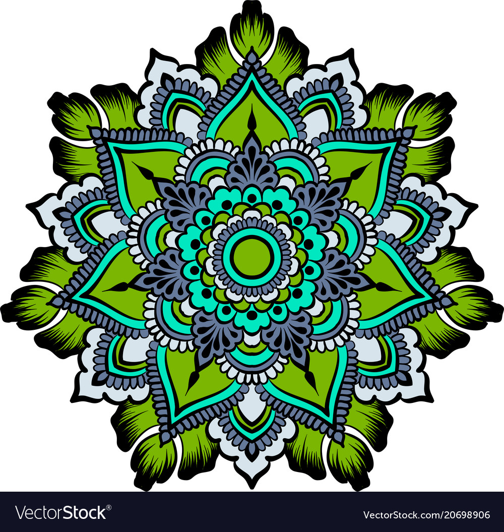 Drawing of a floral mandala Royalty Free Vector Image