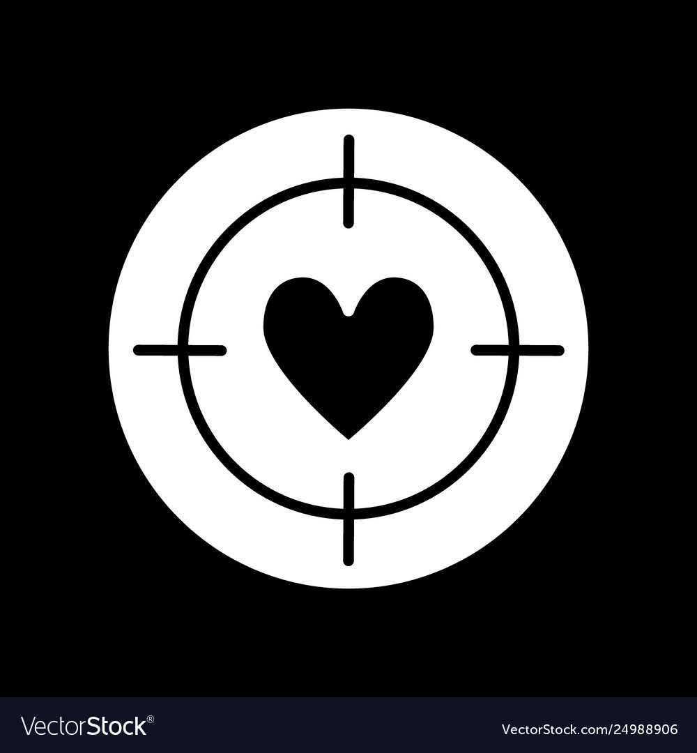 Heart target line icon solid sign linear