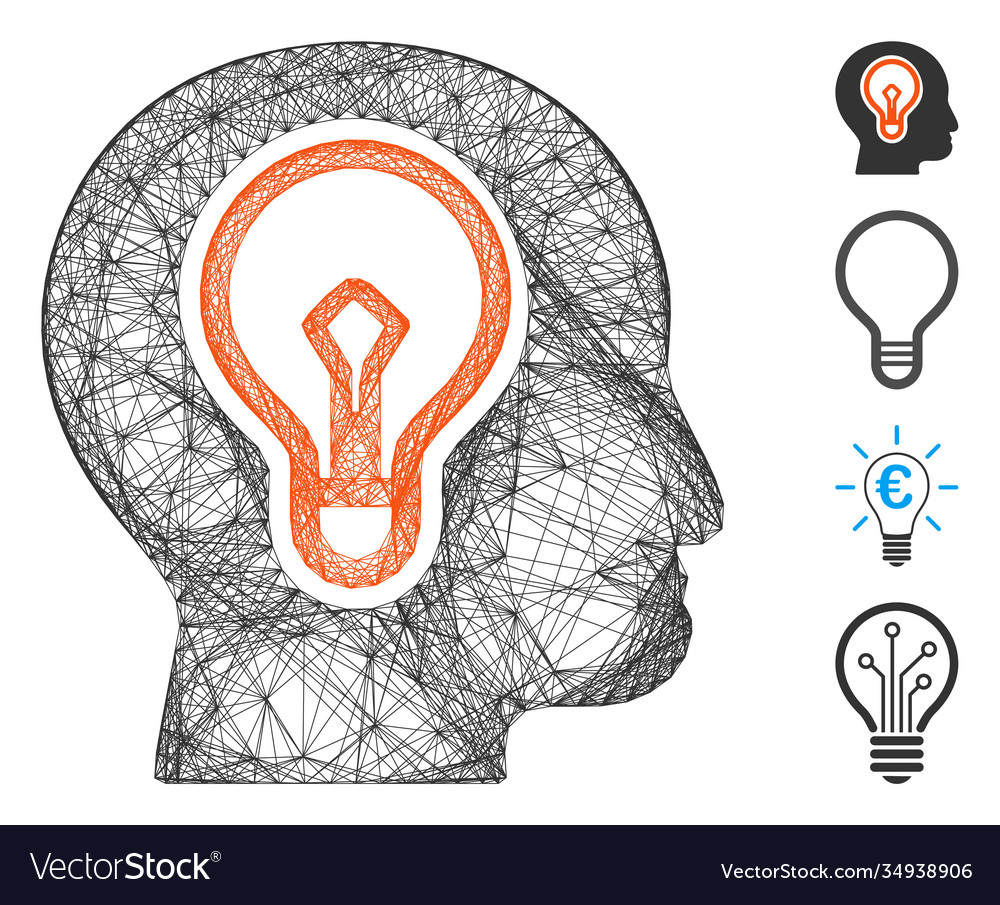 Linear idea bulb mesh vector image Linear idea bulb mesh