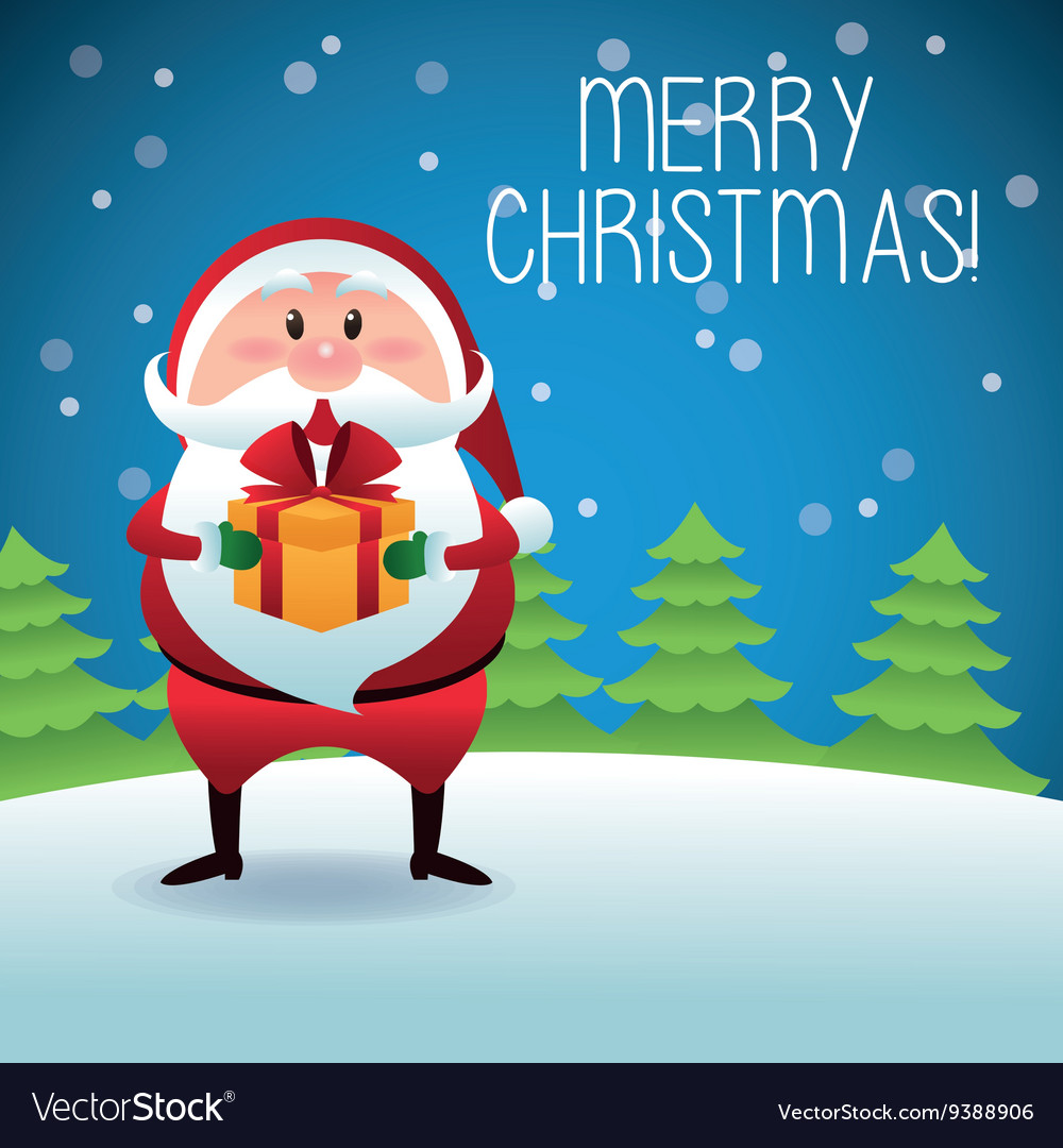 Merry christmas concept with santa and pine tree Vector Image