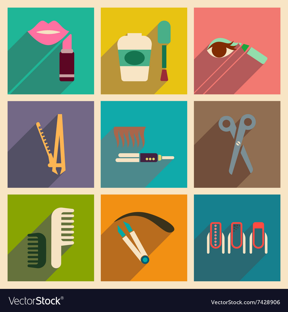 Modern flat icons collection with shadow