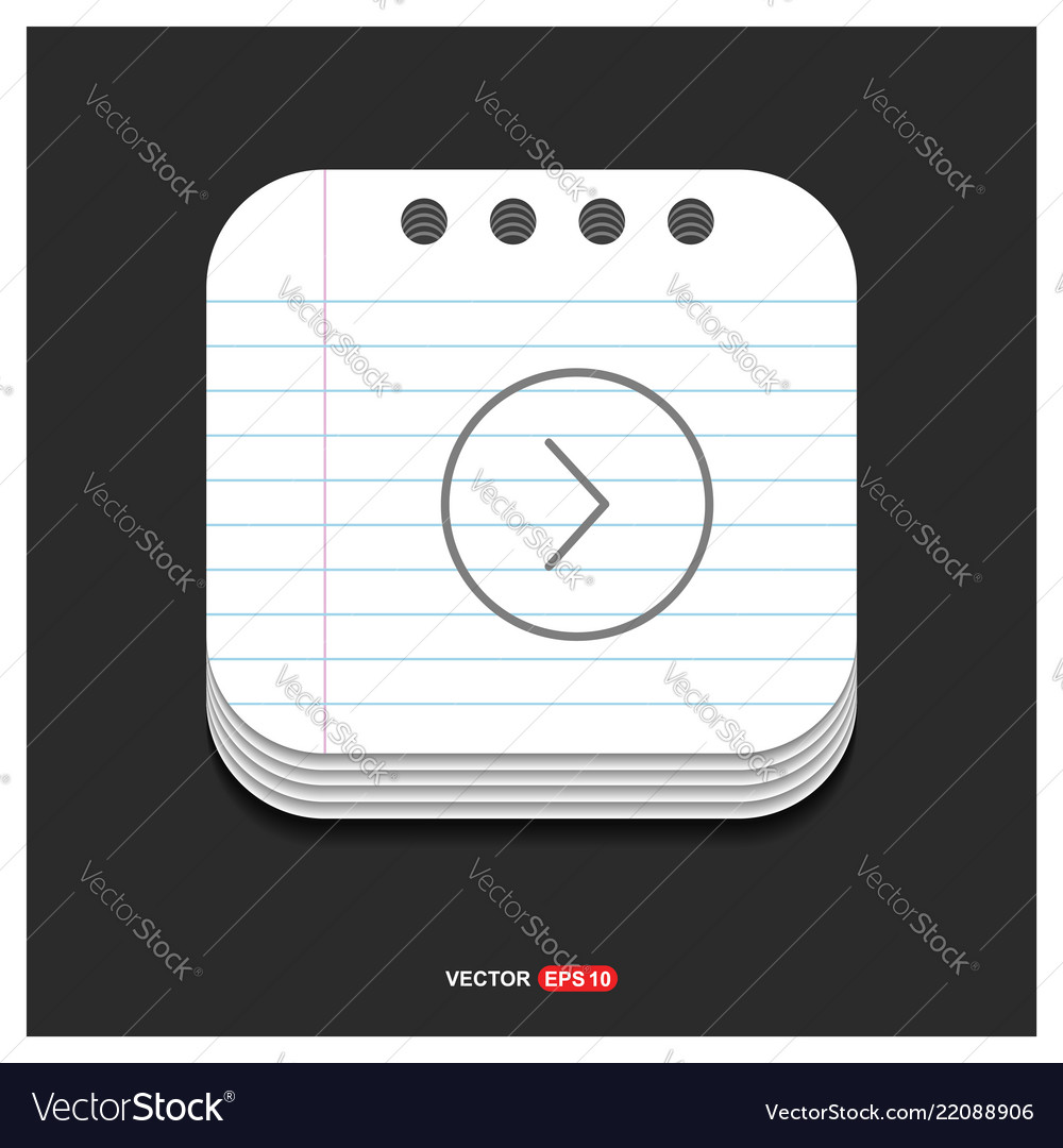 Next arrow icon gray on notepad style vector image Next arrow icon gray on notepad style