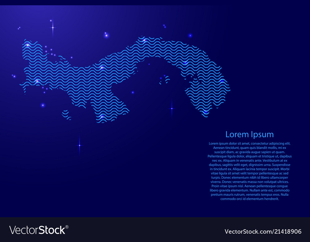 Panama map country abstract silhouette from wavy Vector Image