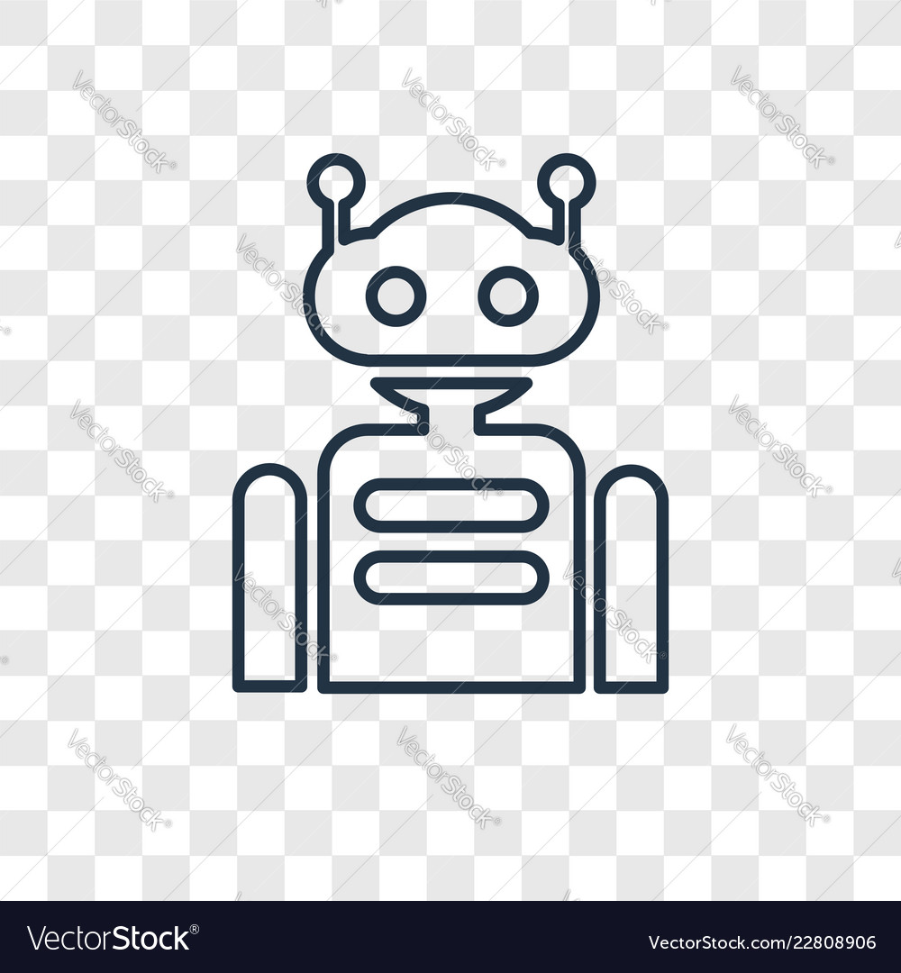 Robot concept linear icon isolated on transparent vector image Robot concept linear icon isolated on transparent
