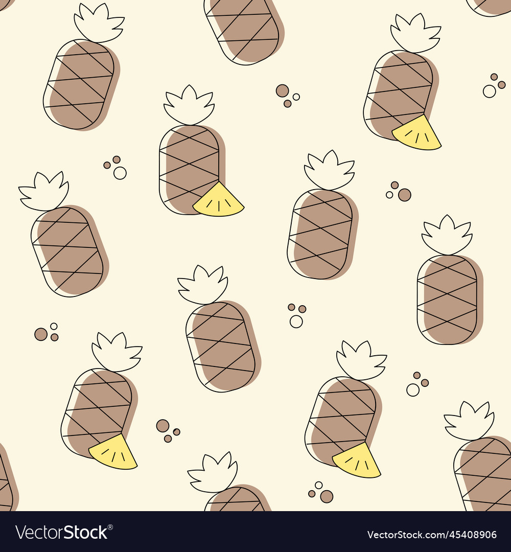 Seamless pattern with pineapples icons