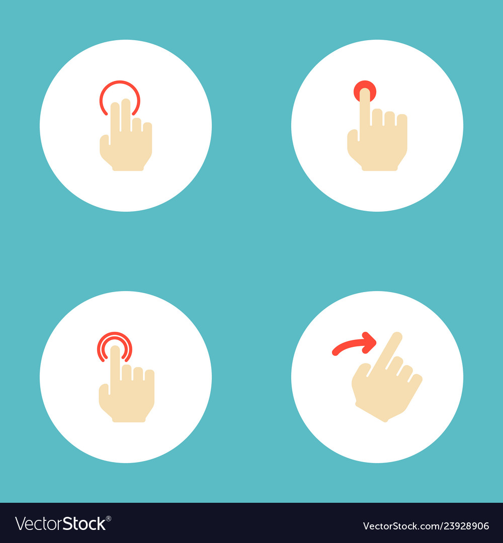 Set gestures icons flat style symbols