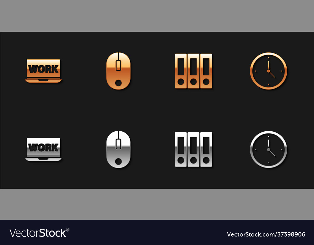 Set laptop with text work computer mouse office vector image Set laptop with text work computer mouse office