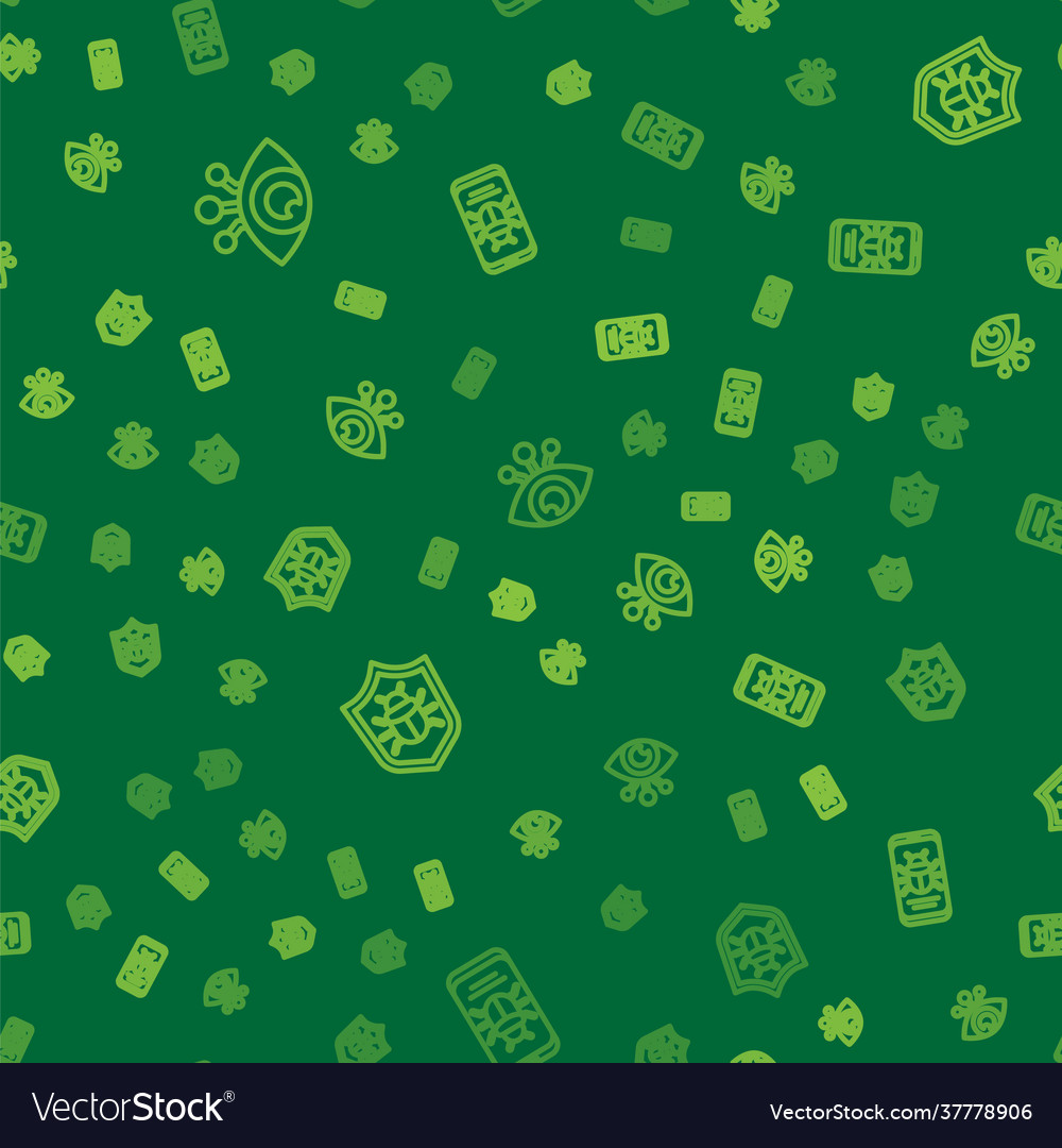 Set line eye scan system bug and on mobile vector image Set line eye scan system bug and on mobile