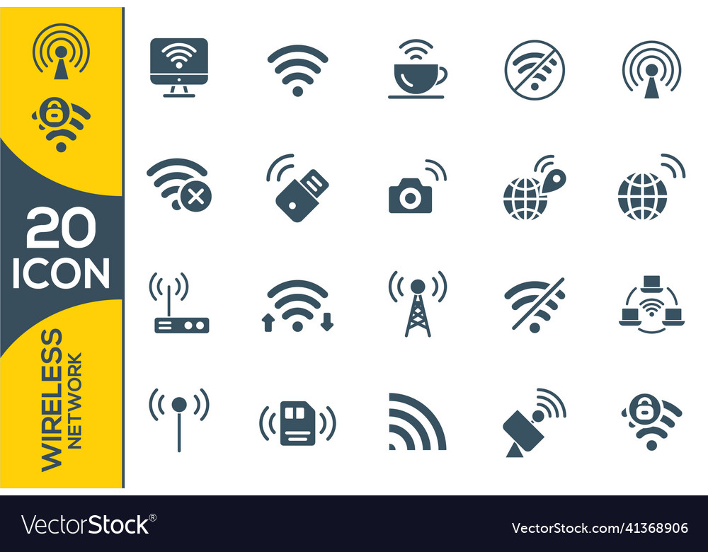 Set of different wireless and wifi icons