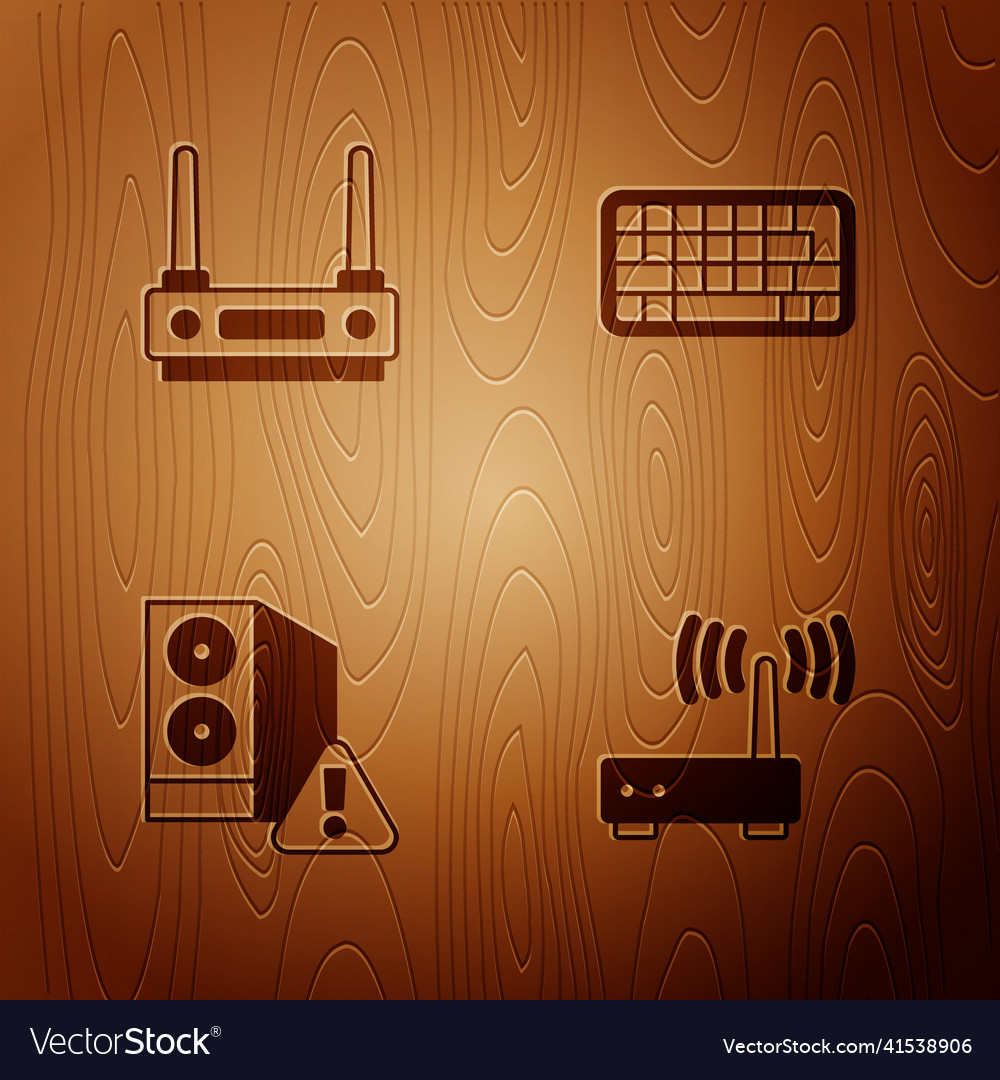 Set router and wi-fi signal case of computer vector image Set router and wi-fi signal case of computer