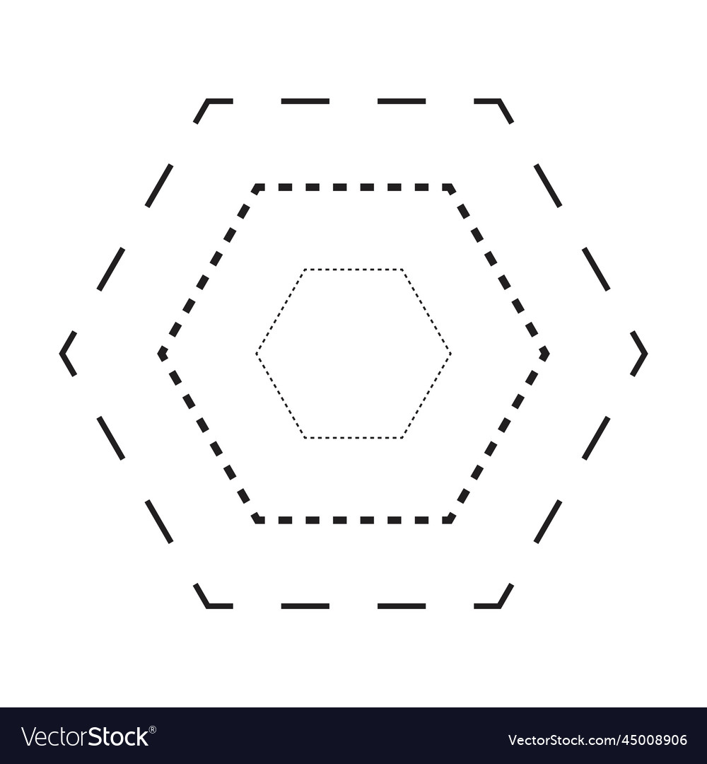 Tracing hexagon shape symbol dashed and dotted vector image Tracing hexagon shape symbol dashed and dotted