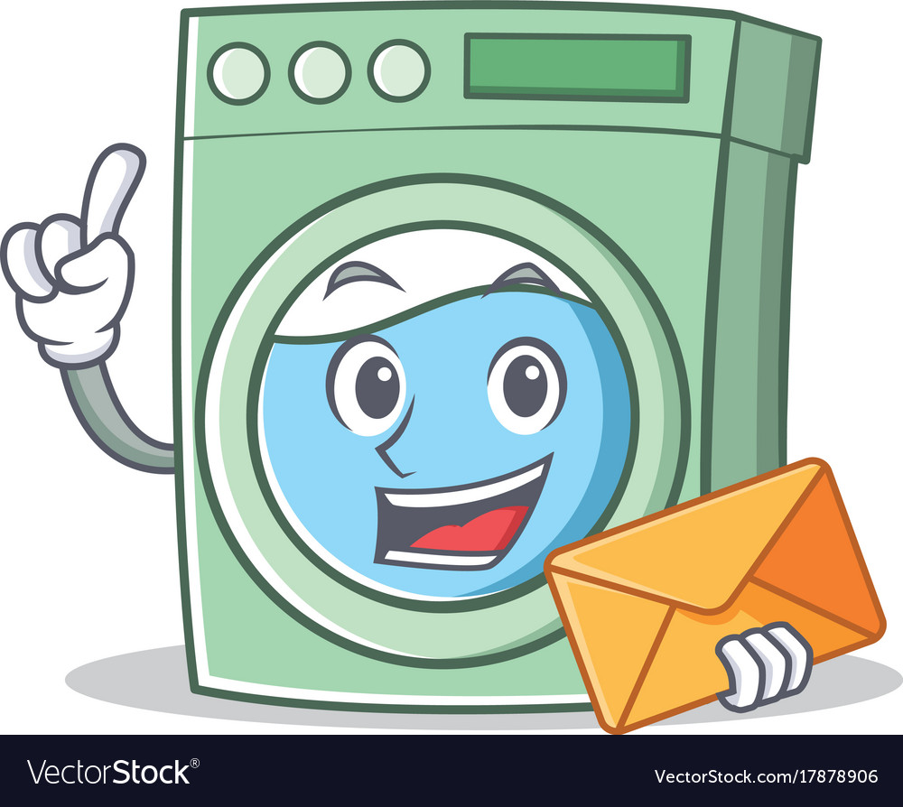 With envelope washing machine character cartoon