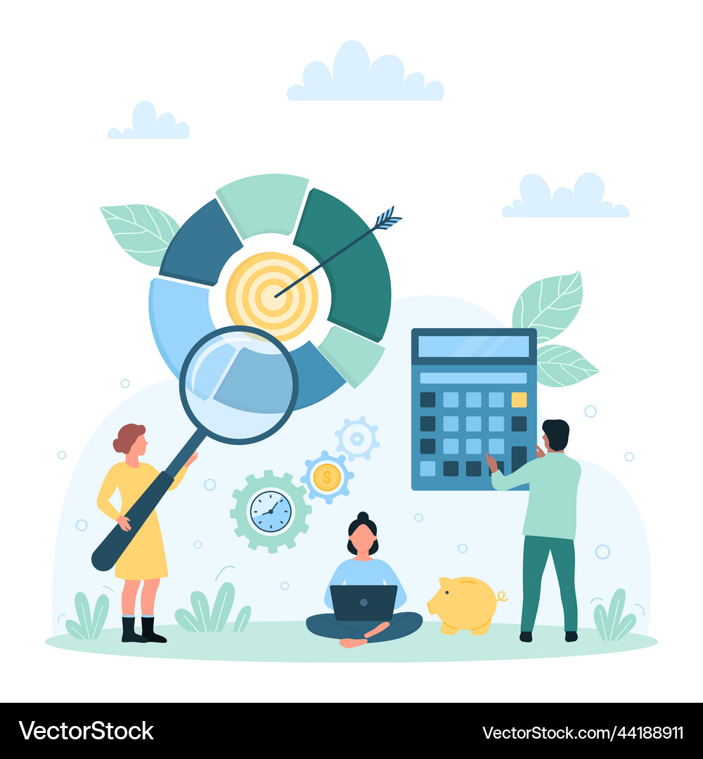 Business analysis analytics tiny people analyze Vector Image