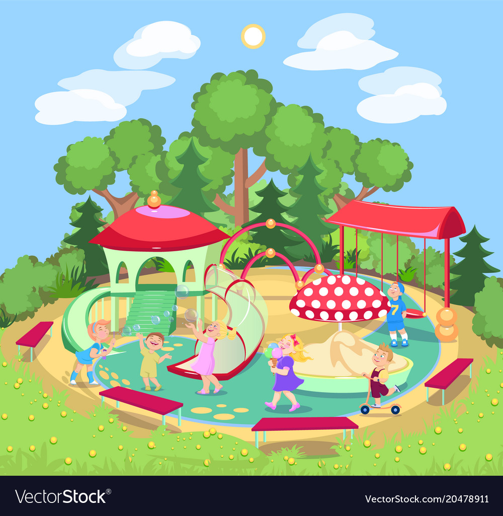 Children playground with a swing slide Royalty Free Vector