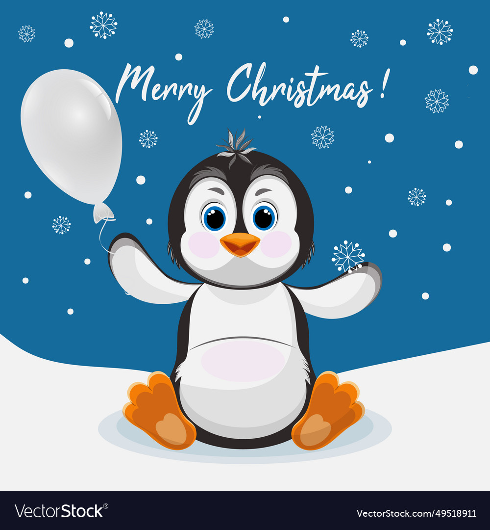 Christmas penguin character happy new year