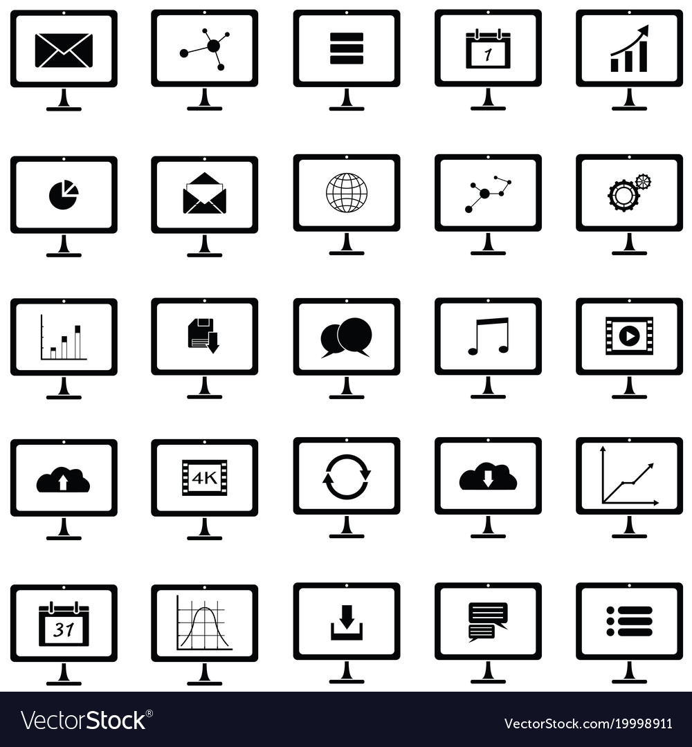 Computer screen icon set