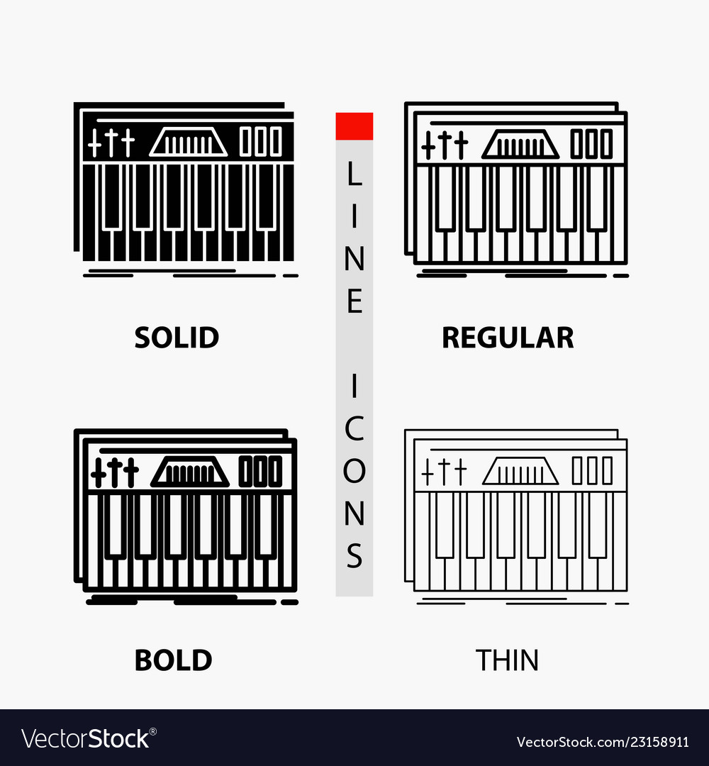 Controller keyboard keys midi sound icon in thin vector image Controller keyboard keys midi sound icon in thin