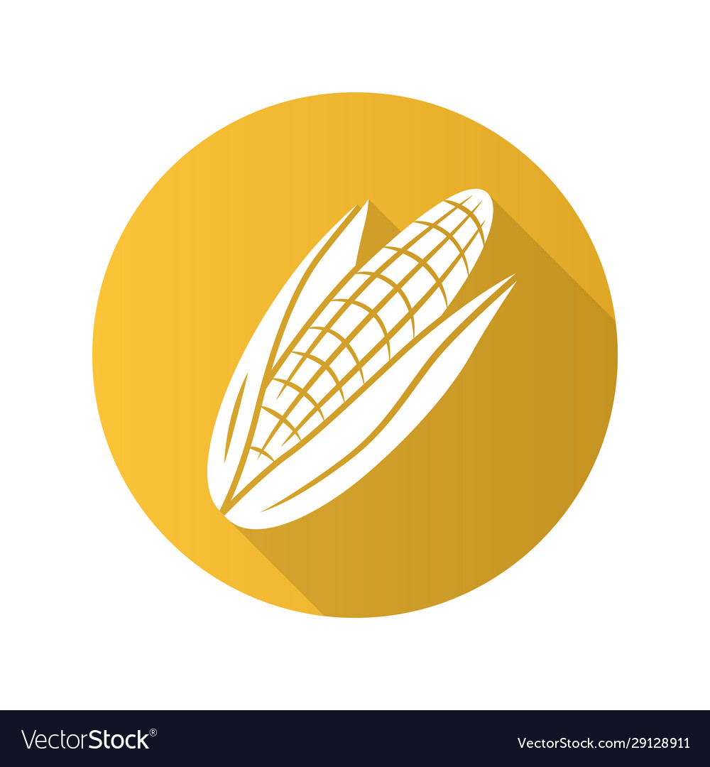 Corn flat design long shadow glyph icon