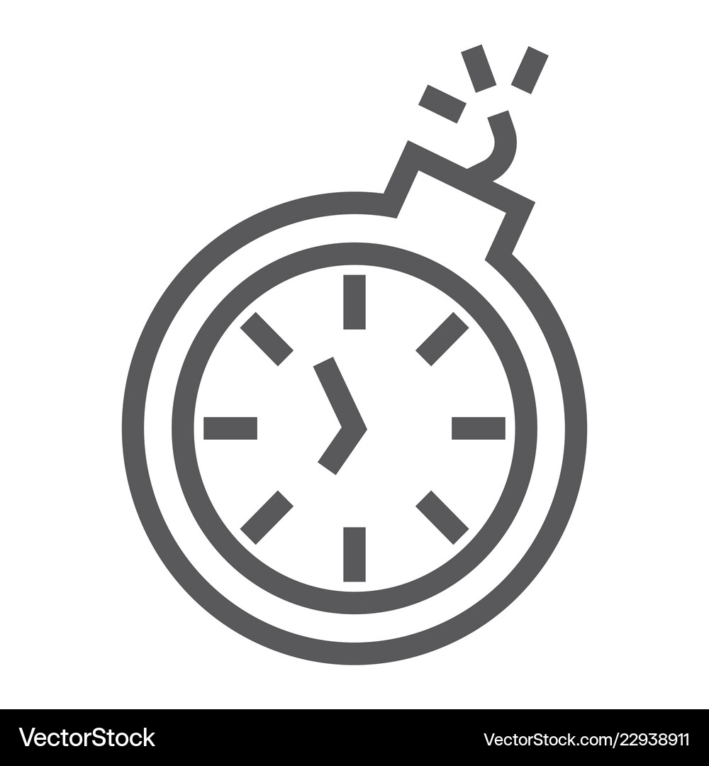 Deadline line icon time and clock stopwatch sign Vector Image