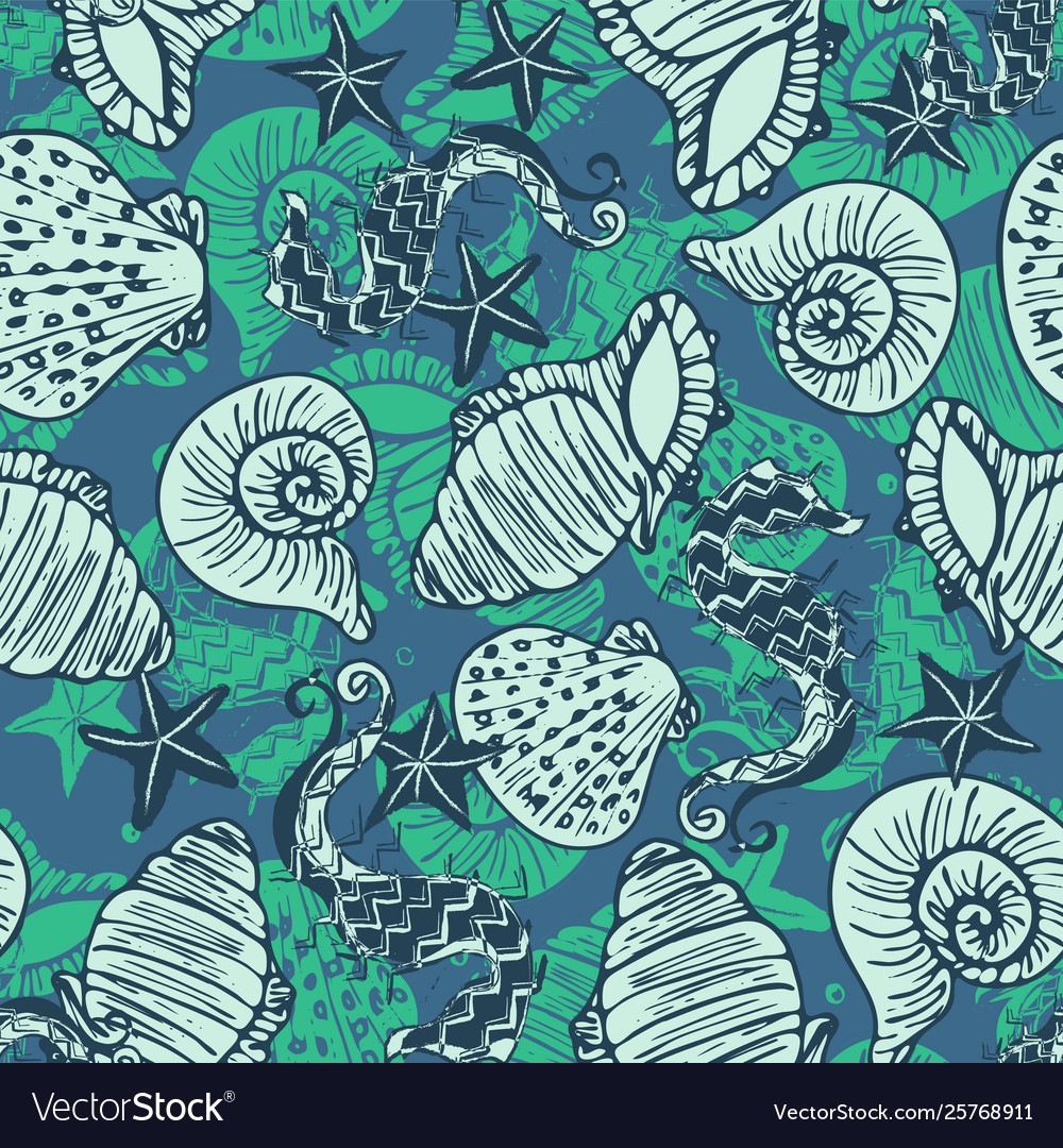 Retro Seashore Muscheln & Seepferde