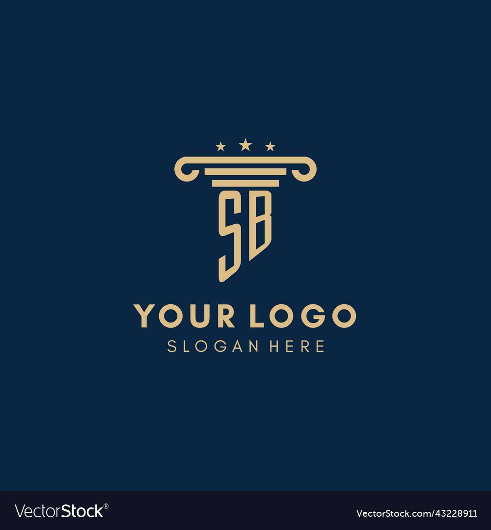 Sb monogram initial logo with pillar and stars