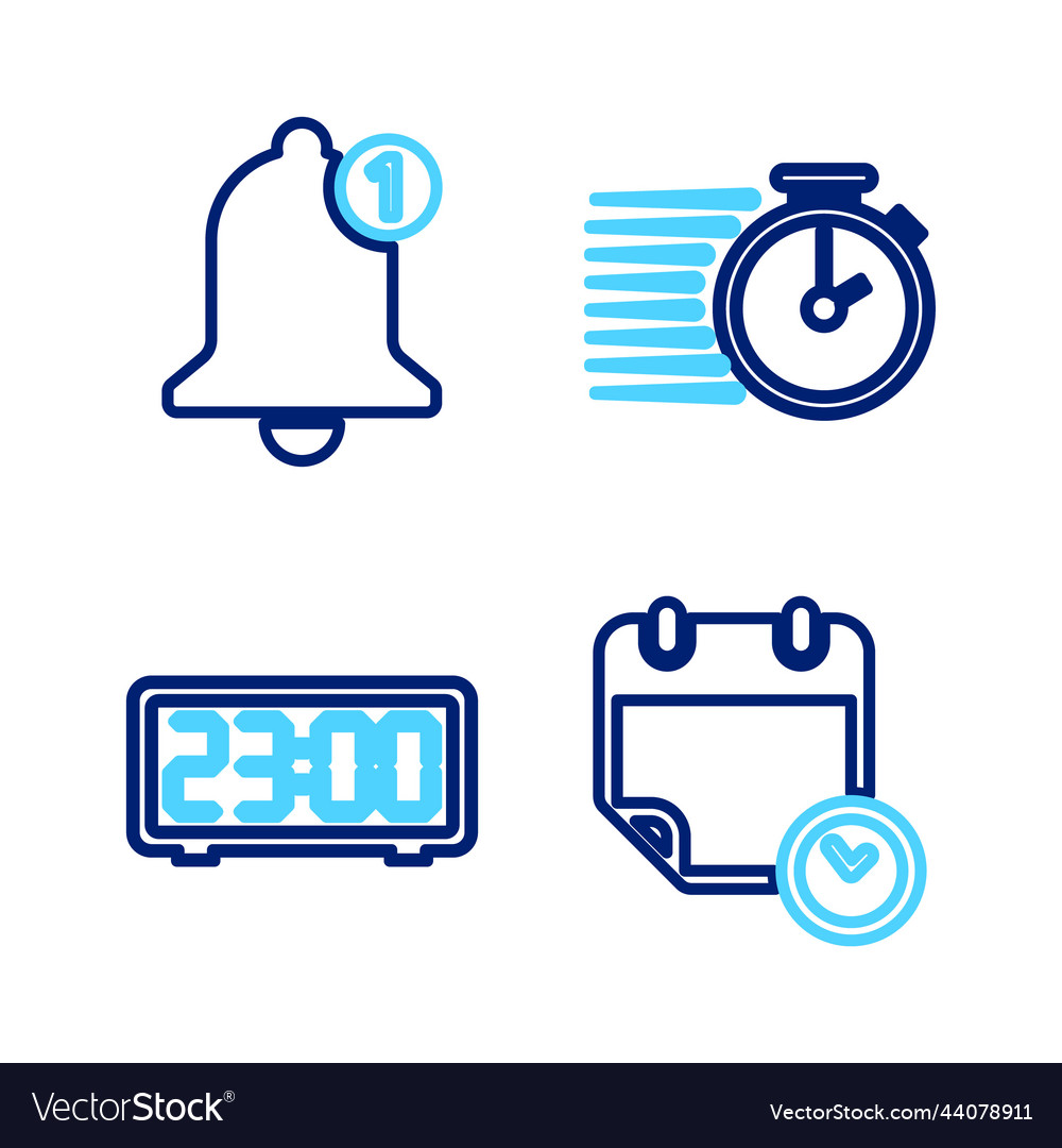 Set line calendar and clock digital alarm Vector Image Set line calendar and clock digital alarm