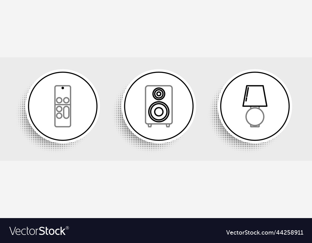 Set line table lamp remote control and stereo vector image Set line table lamp remote control and stereo