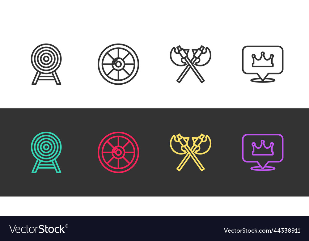 Set line target with arrow round wooden shield Vector Image Set line target with arrow round wooden shield