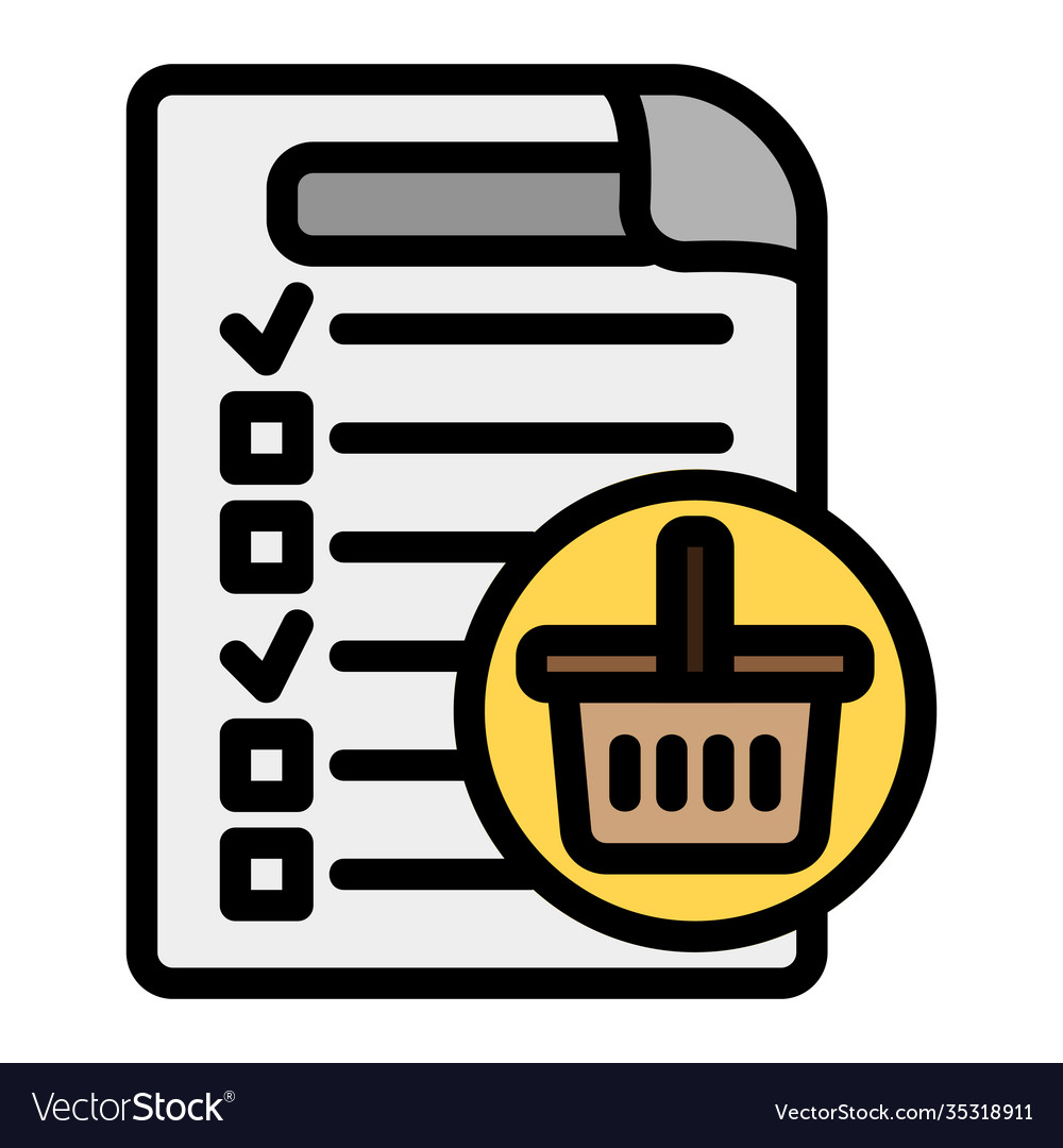 Shopping list icon in filled line style for any