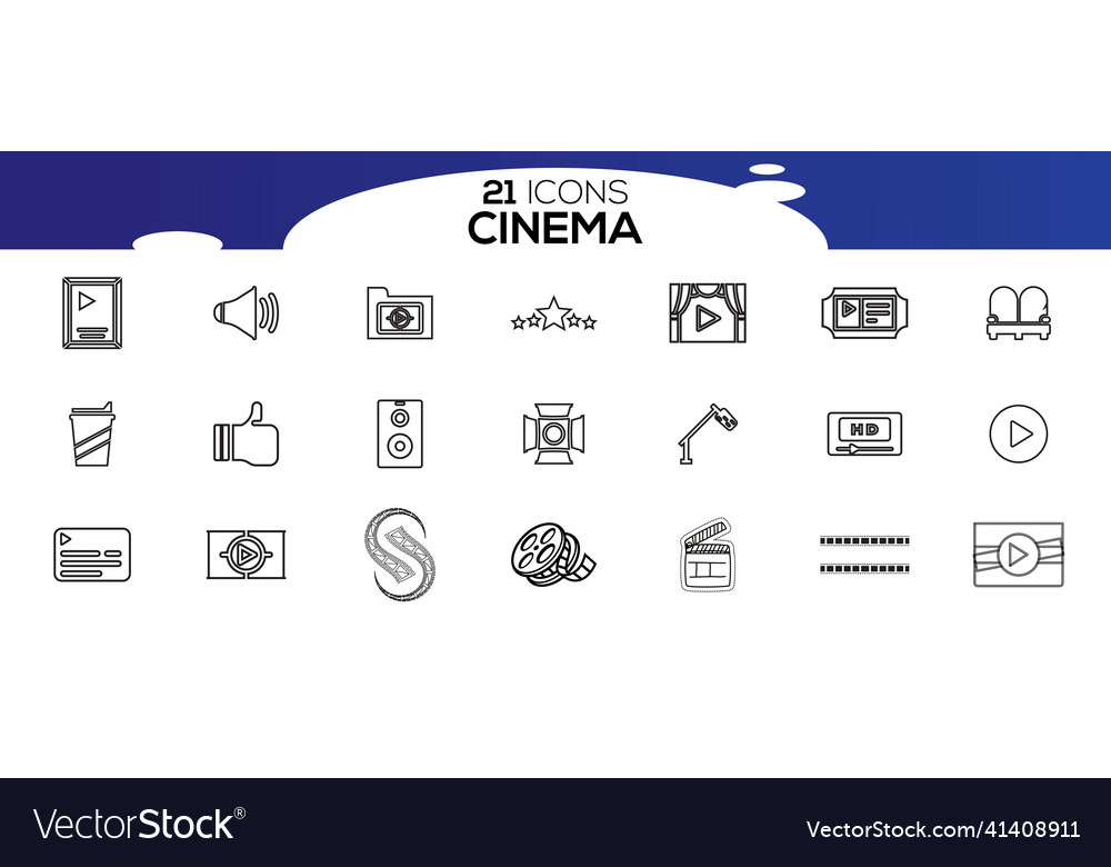 Simple set of cinema related line icons