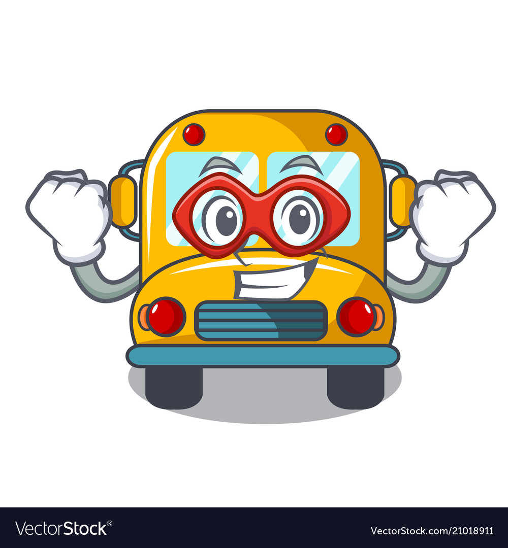 Super hero school bus character cartoon Royalty Free Vector Super hero school bus character cartoon Royalty Free Vector