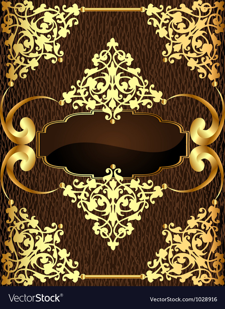 Background with brown frame golden pattern