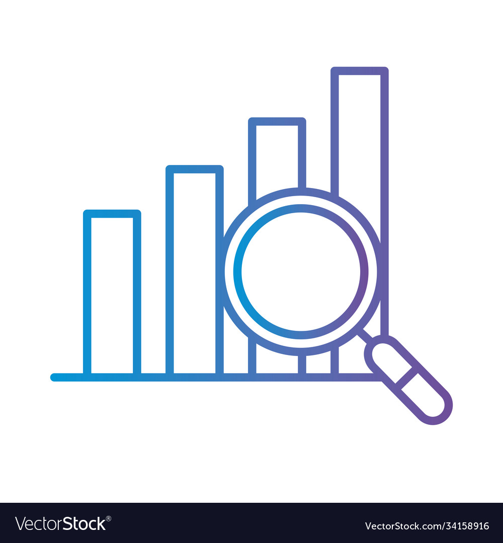 Bars chart with lupe gradient style icon