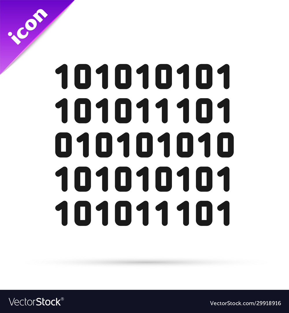 Black line binary code icon isolated on white