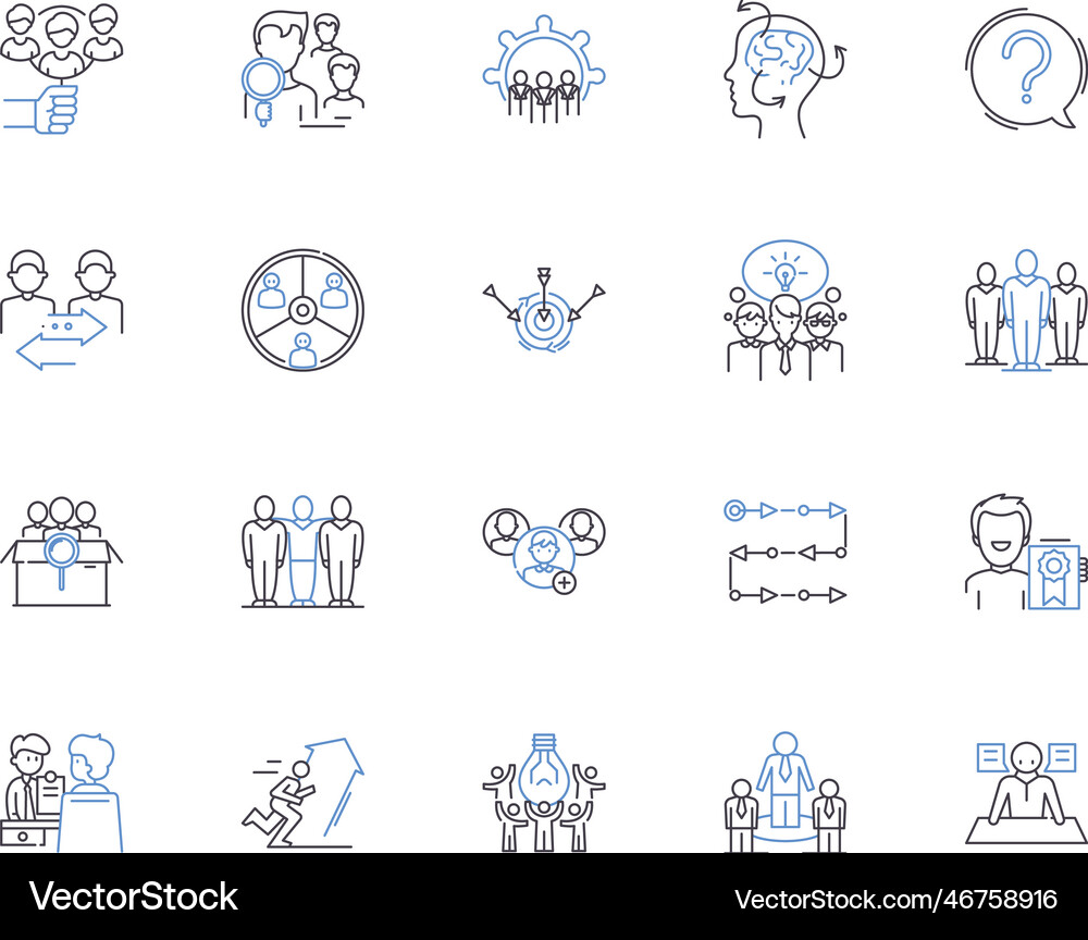 Company team outline icons collection Royalty Free Vector