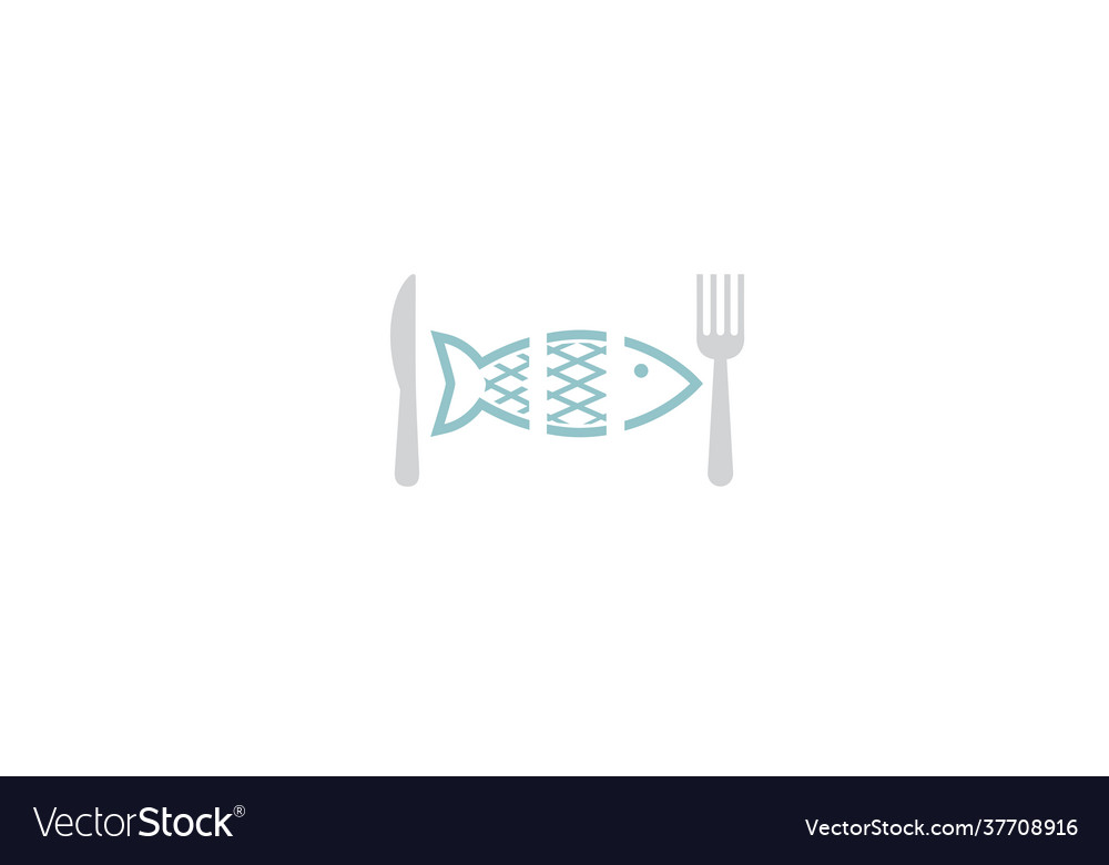 Creative fish fork knife logo