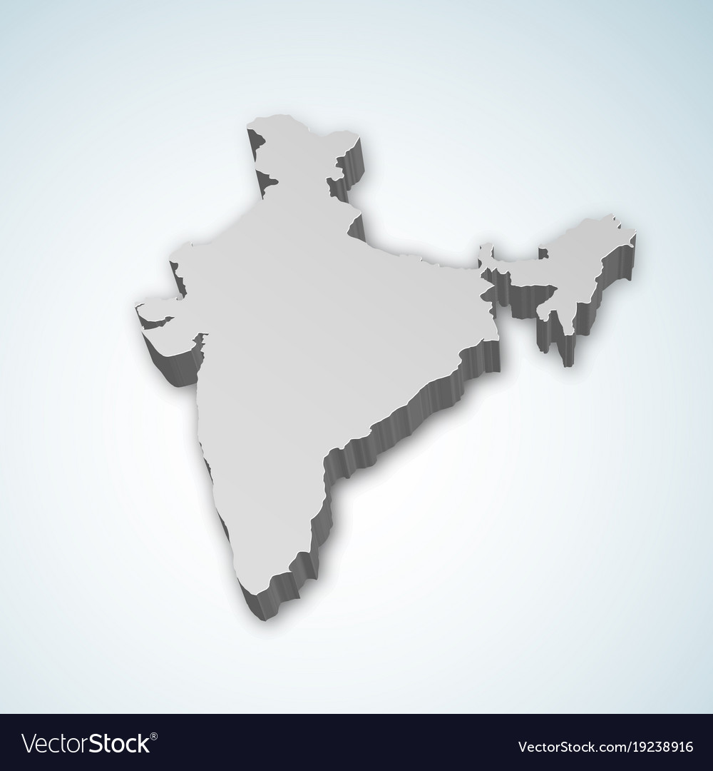 Detailed 3d Map Of India Asia Vector 19238916 