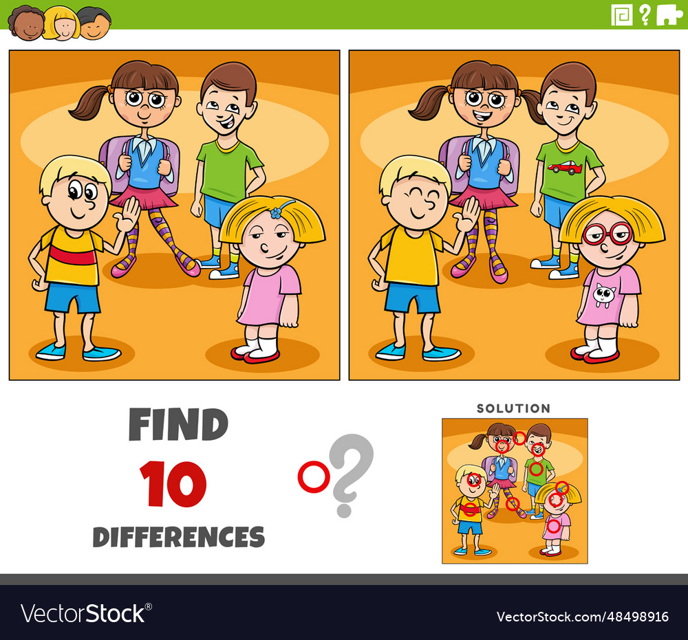 Differences activity with cartoon elementary age Vector Image