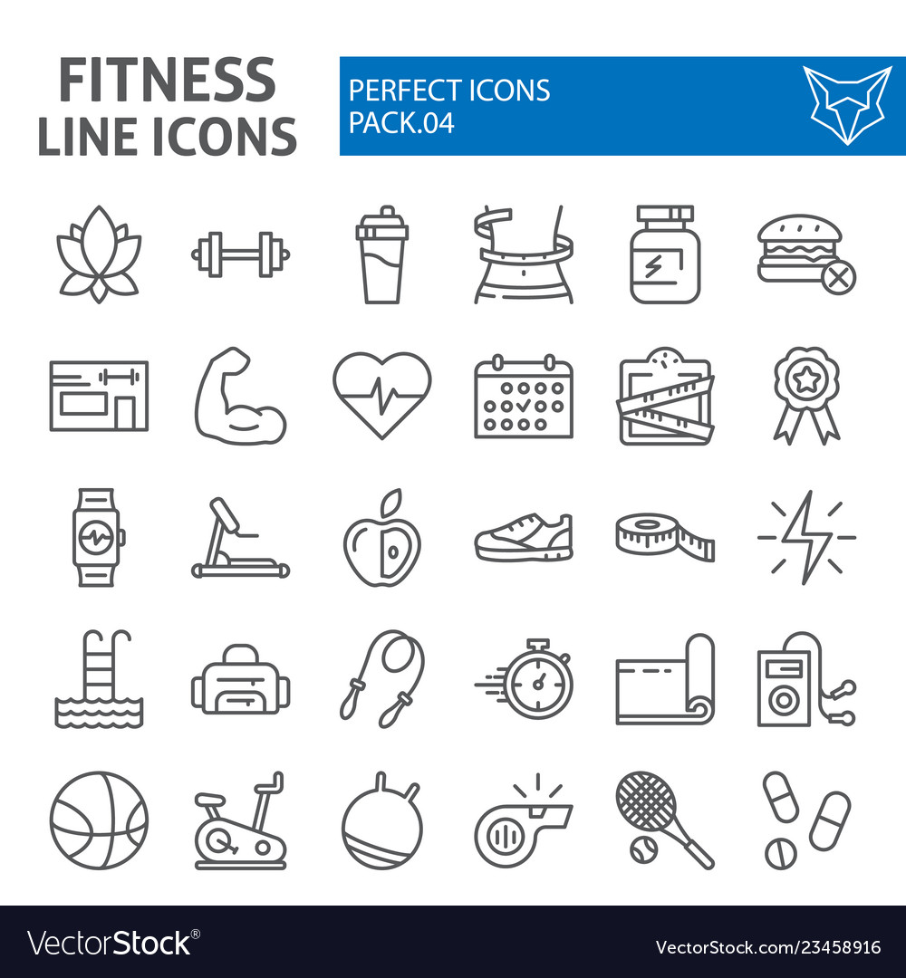 Fitness line icon set sport symbols collection